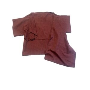 MEEM Label Kimono Jacket Cardigan M‎ Burgundy Textured Open Front Minimalist